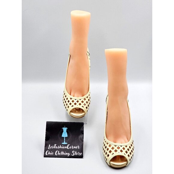 Lilly Pulitzer Women's Ivory Leather Resort Chic Basketweave Sandals Sz 8.5 2315 - Picture 2 of 16